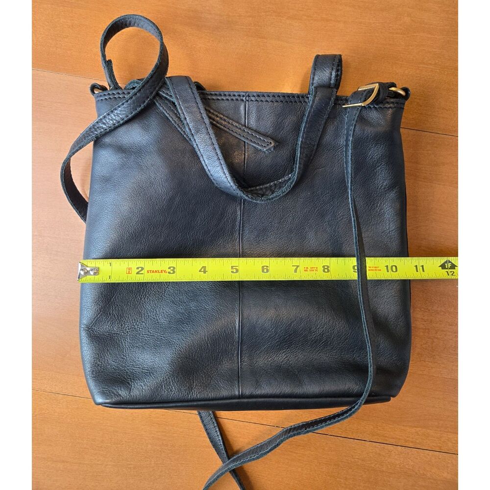Margot New York Soft Black Grain Leather Crossbody Bag Dual Top Handles - Picture 8 of 8